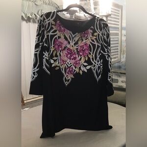 JM Collection Sparkle & Stud Top